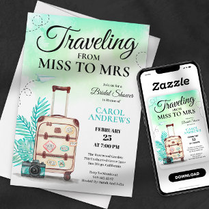 Reizen van Miss naar Mrs Bruidsfeest Kaart