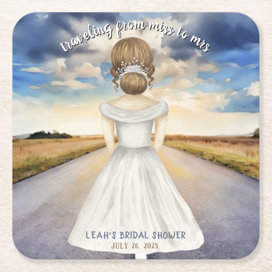 Reizen van Miss naar Mrs Bruidsfeest Kartonnen Onderzetters (Voorkant)