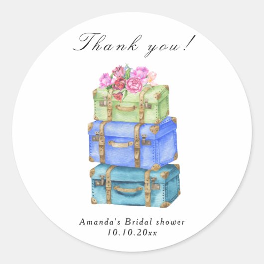Reizen van Miss naar Mrs Bruidsfeest Ronde Sticker (Voorkant)
