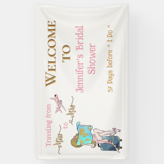 Reizen van Miss naar Mrs Bruidsfeest Verwelkoming Spandoek (Verticaal)