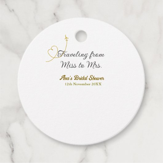 Reizen van Miss naar Mrs bruidsfeest voeg naam toe Bedankjes Labels (Voorkant)