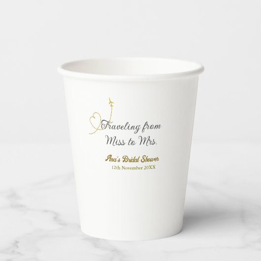 Reizen van Miss naar Mrs bruidsfeest voeg naam toe Papieren Bekers (Achterkant)