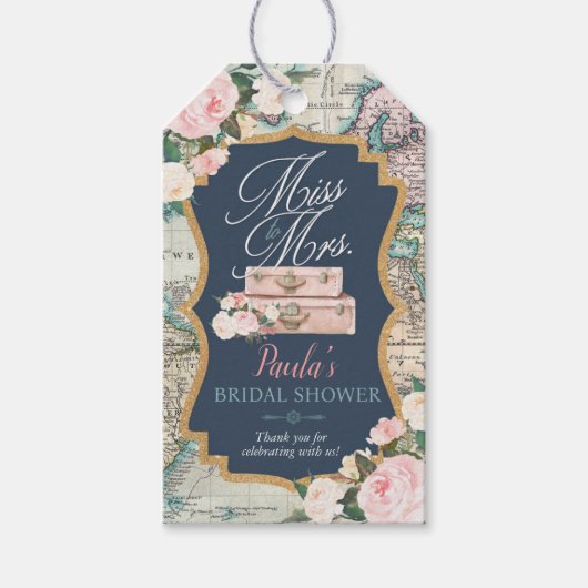 Reizen van MISS naar MRS Bruidsmeisjesfeest Cadeaulabel (Voorkant)