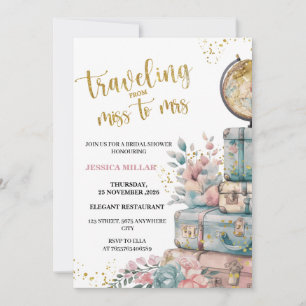 Reizen van Miss naar Mrs Bruiloft Feest Uitnodigin Kaart