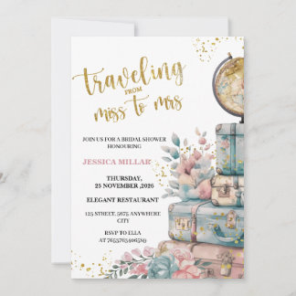 Reizen van Miss naar Mrs Bruiloft Feest Uitnodigin Kaart