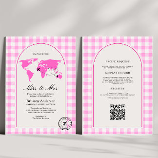 Reizen van Miss naar Mrs Gingham Bruidsfeest Kaart