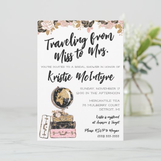 Reizen van Miss naar Mrs Modern Luggage Kaart (Staand voorkant)