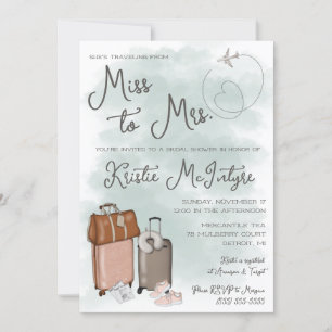Reizen van Miss naar Mrs Modern Luggage Kaart