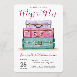 Reizen van Miss naar Mrs Pink Vrijgezellenfeest Kaart