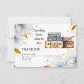 Reizen van Miss naar Mrs Thema Bruids douche Bedankkaart (Voorkant)