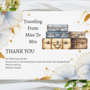 Reizen van Miss naar Mrs Theme Vrijgezellenfeest Bedankkaart