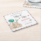 Reizen van Miss naar Mrs Travel Vrijgezellenfeest Kartonnen Onderzetters (Schuin)