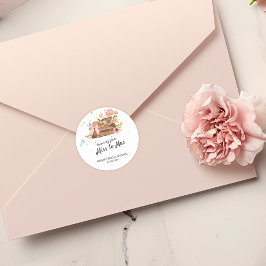 Reizen van Miss naar Mrs vintage bruidsdouche Ronde Sticker