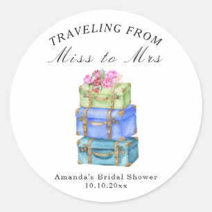 Reizen van Miss naar Mrs Vintage Bruidsmeubelentoi Ronde Sticker