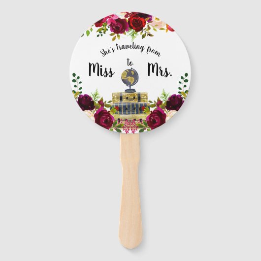 Reizen van Miss naar Mrs vrijgezellenfeest Favor Handwaaier (Voorkant)