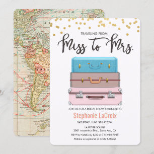 Reizen van Miss naar Mrs Vrijgezellenfeest Invitat Kaart