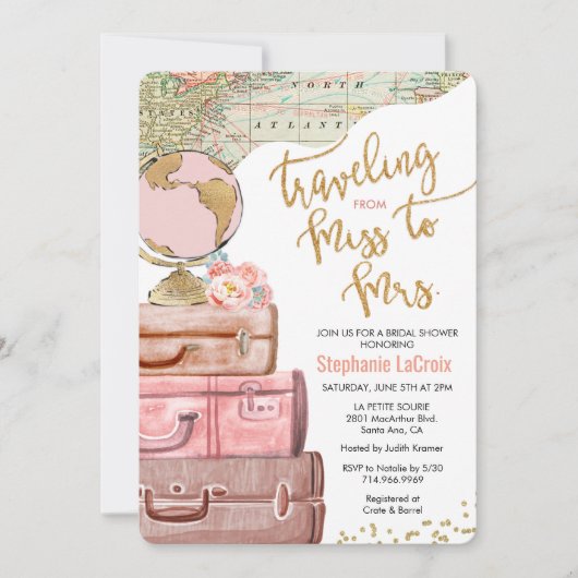 Reizen van Miss naar Mrs Vrijgezellenfeest Kaart (Voorkant)