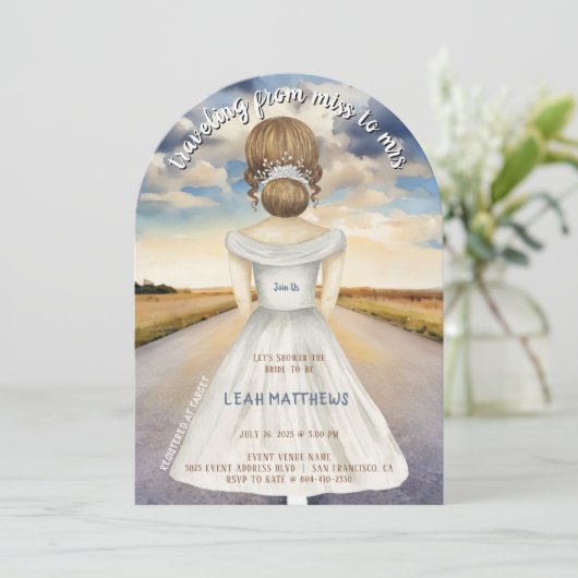 Reizen van Miss naar Mrs Vrijgezellenfeest Kaart (Staand voorkant)