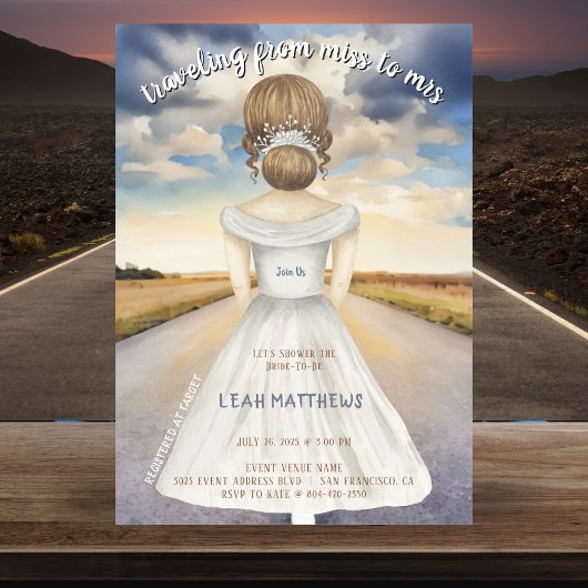 Reizen van Miss naar Mrs Vrijgezellenfeest Kaart