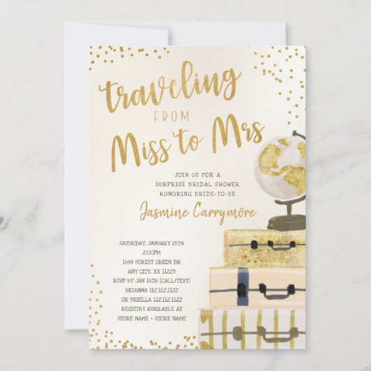 Reizen van Miss naar Mrs Vrijgezellenfeest Kaart (Voorkant)