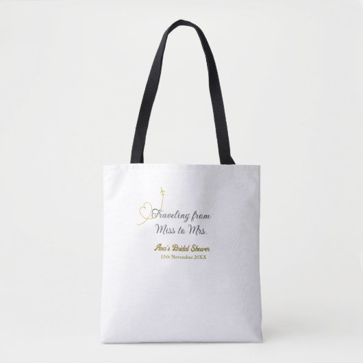 Reizen van Miss naar Mrs vrijgezellenfeest naam to Tote Bag (Voorkant)