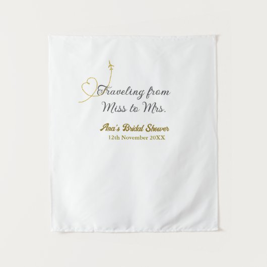 Reizen van Miss naar Mrs vrijgezellenfeest naam to Wandkleed (Voorkant)