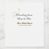 Reizen van Miss naar Mrs vrijgezellenfeest naam to Wijn Etiket (Enkel label)