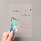 Reizen van Miss naar Mrs Vrijgezellenfeest Reis Acryl Uitnodigingen (Insitu (Draagbaar))