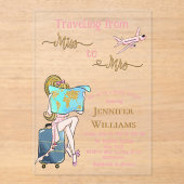 Reizen van Miss naar Mrs Vrijgezellenfeest Reis Acryl Uitnodigingen (Voorkant)