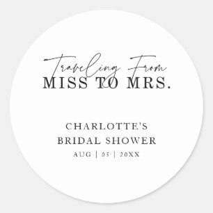 Reizen van Miss naar Mrs Vrijgezellenfeest Ronde Sticker