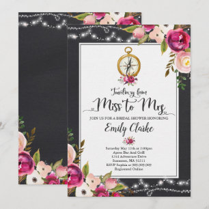 Reizen van Miss naar Mrs Vrijgezellenfeest Uitnodi Kaart