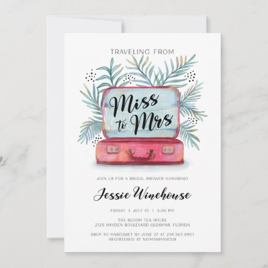 Reizen van missen naar mevrouw Vrijgezellenfeest Kaart (Voorkant)