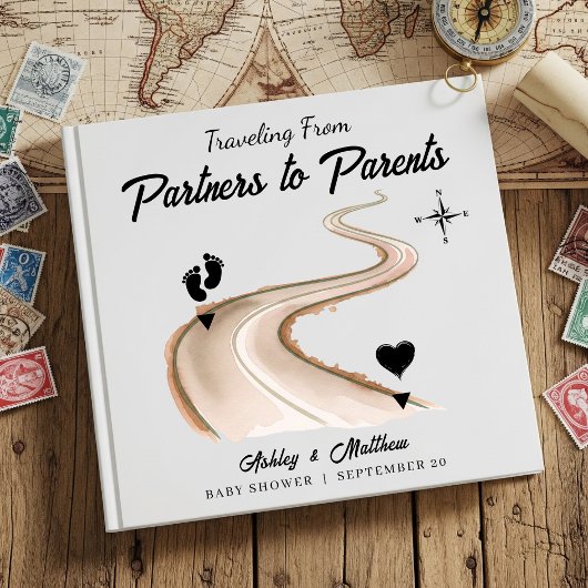 Reizen van partners naar ouders Baby shower Gastenboek