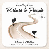 Reizen van partners naar ouders Baby shower Kartonnen Onderzetters (Voorkant)