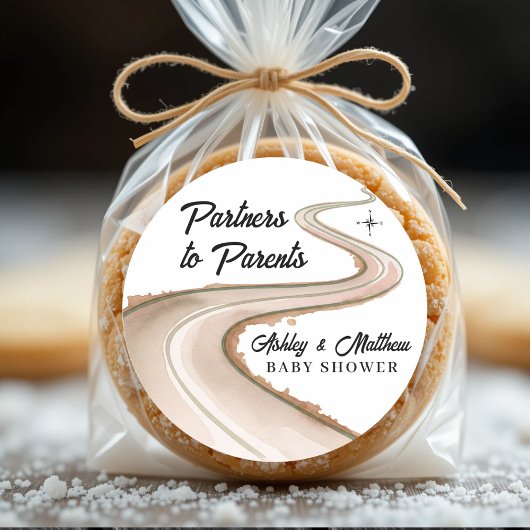 Reizen van partners naar ouders Baby shower Ronde Sticker