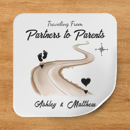 Reizen van partners naar ouders Baby shower Vierkante Sticker