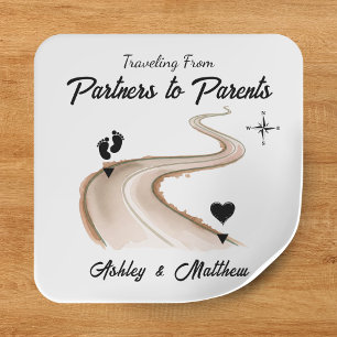 Reizen van partners naar ouders Baby shower Vierkante Sticker