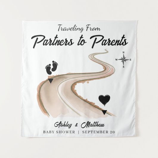 Reizen van partners naar ouders Baby shower Wandkleed (Voorkant)