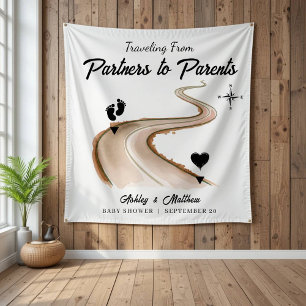 Reizen van partners naar ouders Baby shower Wandkleed