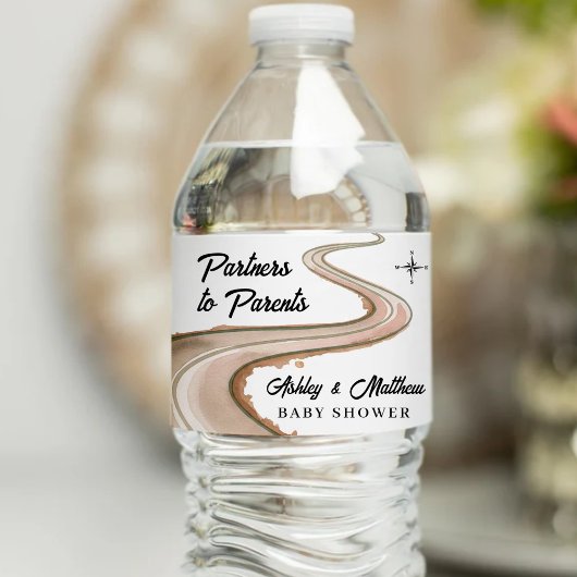 Reizen van partners naar ouders Baby shower Waterfles Etiket