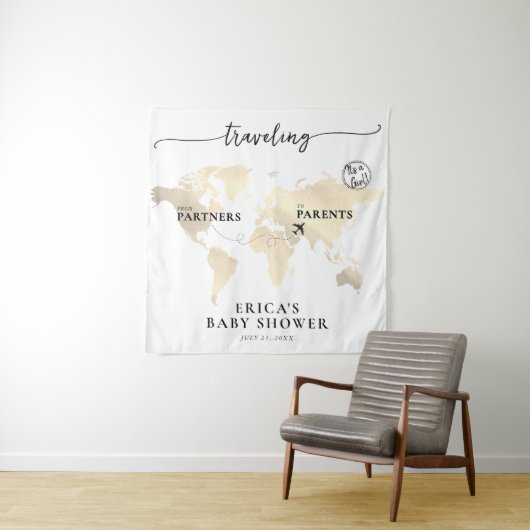 Reizen van Partners naar Ouders Gold Map Wandkleed (In situ)