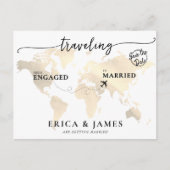 Reizen van verloofd naar getrouwd Save the Date Briefkaart (Voorkant)