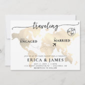 Reizen van Verloving naar Getrouwd Gouden Wereldka Kaart (Voorkant)