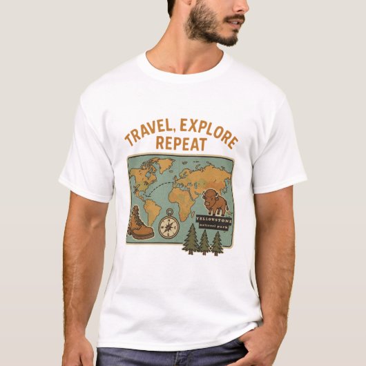 Reizen Verken Herhaal - Yellowstone National Park T-shirt (Voorkant)