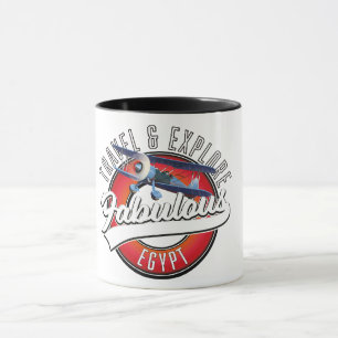 Reizen verkennen fantastische Egyptische logo. Mok