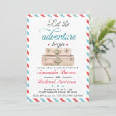 Reizen Verloving Uitnodiging Koffer Avontuur (Staand voorkant)