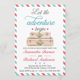 Reizen Verloving Uitnodiging Koffer Avontuur