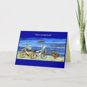Reizen via Tandem Bicycle Moving Home Aankondiging