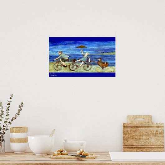 Reizen via Tandem Bicycle Print (Keuken)