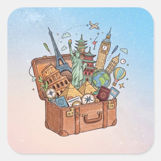 Reizen Vierkante Sticker (Voorkant)